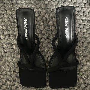 Public Desire‎ Plush Strap Square Toed Heels